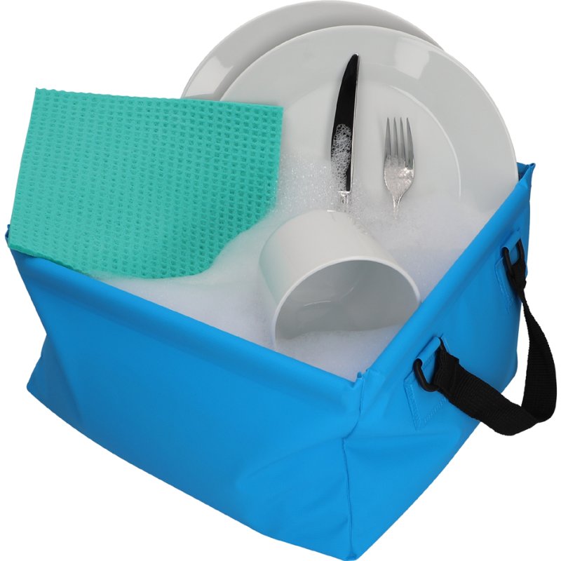 Cartrend opvouwbare afwasbak vierkant 15 liter blauw